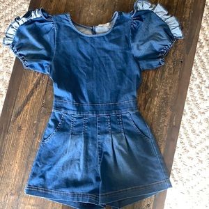 Girls denim romper
